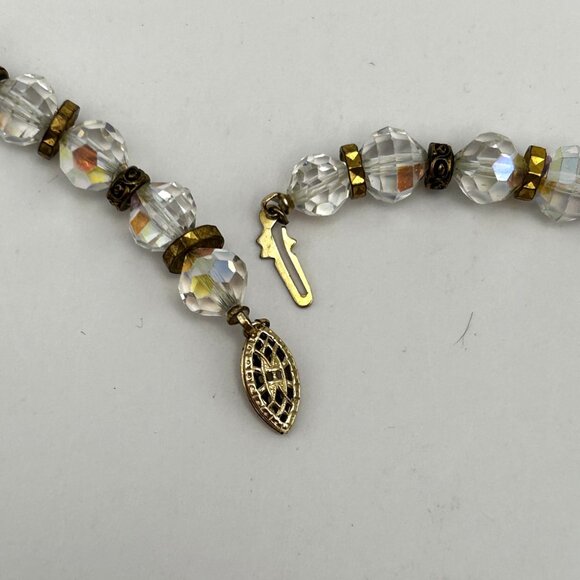 Vintage Czech Crystal Necklace Gold Tone Beads 14/20 GF Clasp 164 DRGM GES Mark - Picture 2 of 16